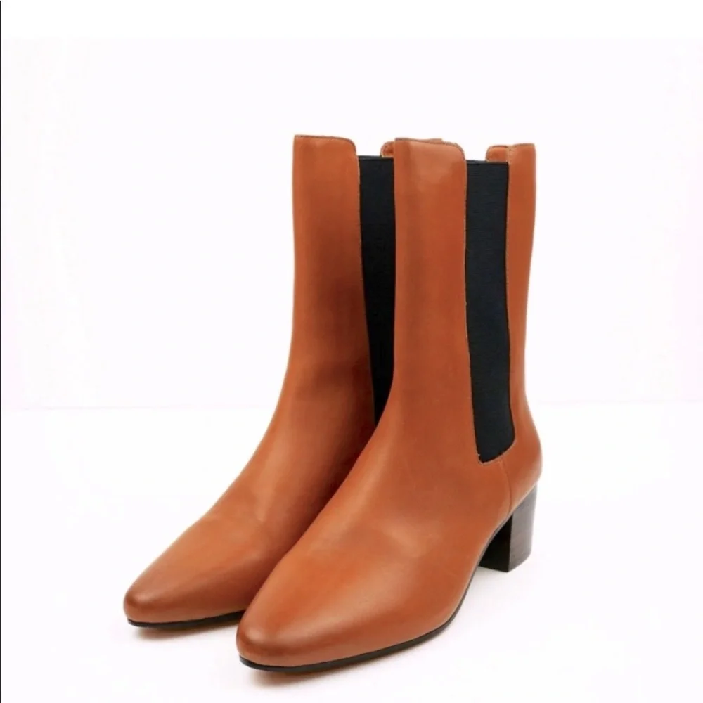 J.Crew • Leather High-Shaft Stacked Heel Boot - Picture 8 of 10